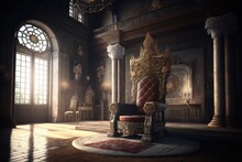 King's Throne In The Castle's Royal Room, Generative AI
