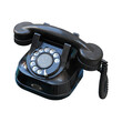 Old telephone with rotary dial isolated bay background