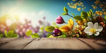 Beautiful Floral Spring Banner For Mother's Day, 8 March. Generative AI