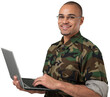 © BillionPhotos.com - Military veteran using laptop isolated on white background