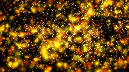 Wall Mural - brilliant background with shiny gold stars and particles moving up diagonally at 60 fps