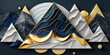 Abstract mountains landscape made of marble and gold, Generative AI