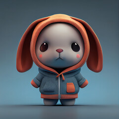 Wall Mural - Cute cartoon bunny character. Generative AI