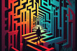 Silhouette of a person walking in a maze Generative AI