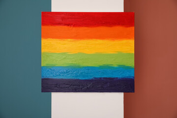 Poster - Painting of LGBT flag on color wall