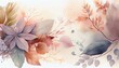A soft and delicate watercolor background with pastel colors and intricate patterns of flowers and leaves. generative AI