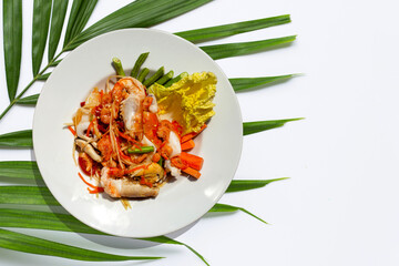 Wall Mural - Spicy papaya salad with seafood