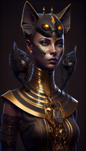 Bastet, Half Woman Half Cat Goddess, Ai Based