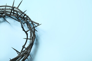 Wall Mural - Crown of thorns on blue background