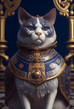  Cat Mythological Armor Made Of Azulejos White And Blue