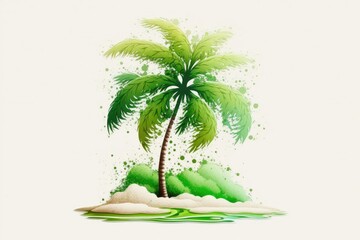 Wall Mural - Image of palm tree in white isolation. Generative AI