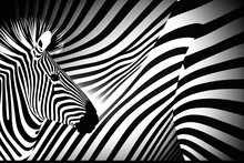 Zebra Stripes In Black And White. Generative AI