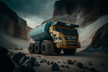 mining vehicle in a quarry, generative ai