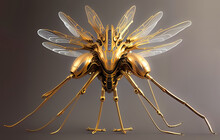 Golden Mosquito In A Robotic Style