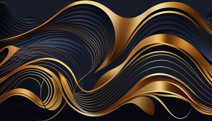 Wall Mural - 4K resolution or higher, Gold abstract line arts background vector. Generative AI Technology