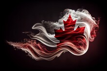 Canada Wavy Flag Made Of Smoke High Quality Image Generative AI