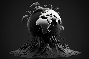 separated from its white background, a black globe stands out. generative ai