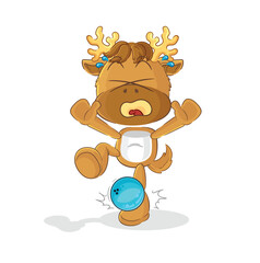 Sticker - moose hiten by bowling cartoon. cartoon mascot vector