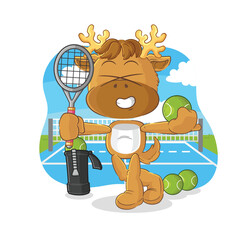 Wall Mural - moose plays tennis illustration. character vector