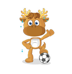 Wall Mural - moose playing soccer illustration. character vector