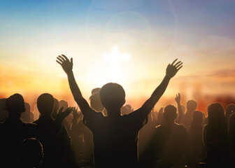 Wall Mural - christian concept, christian worship with raised hands