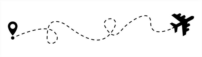 airplane line path route icon PNG image