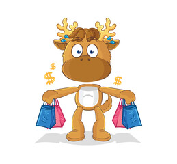 Canvas Print - moose shoping mascot. cartoon vector