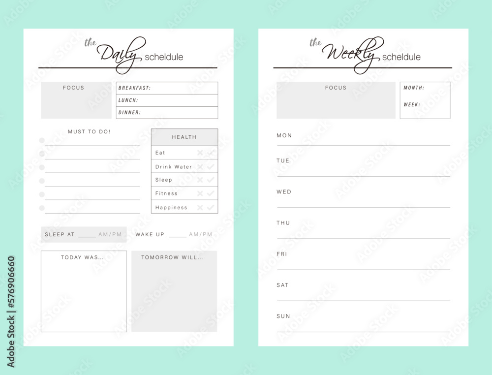 Daily and Weekly Planner list template. Cute and simple printable to do ...