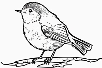 Sticker - Cartoon Bird Outline for Winter Coloring. Generative AI