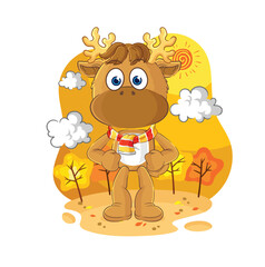 Wall Mural - moose in the autumn. cartoon mascot vector