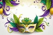 Celebrate Mardi Gras With This Colorful Carnival Face Mask Background Art With Feathers