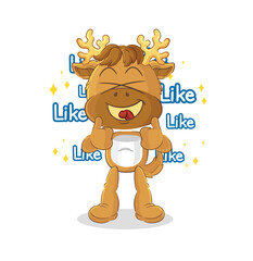 Sticker - moose give lots of likes. cartoon vector