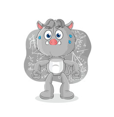 Sticker - wild boar thinking hard vector. cartoon character