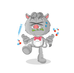 Sticker - wild boar drug overdose. cartoon illustration