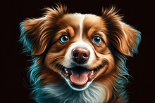 Adorable And Stunning Pooch, A Picture Of A Smiling, Wagging Tongued Canine, Portrait Of A Happy, Smiling Puppy Dog In A Studio Setting. Generative AI