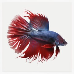 Wall Mural - Plakrat Betta Fish. Isolated on White Background.