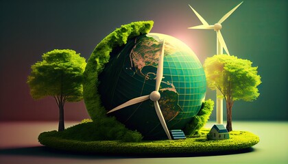 Wall Mural - ESG green energy sustainable industry Environmental Social and Corporate Governance Earth Day the importance of loving nature