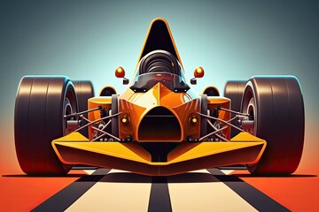 Poster - An Individual Competing Race Car (front view). Generative AI