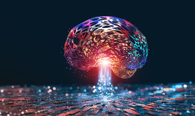 Leinwandbilder - AI brain, mind, artificial intelligence 3D illustration. Technology and science concepts of future