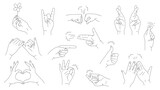 Fototapeta  - Hand Gestures Linear Vector Set