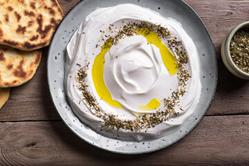 Canvas Print - Labneh yogurt cream cheese dip