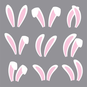 rabbit ears headband set. easter bunny ears isolated on background.