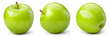 Green apple isolated. Apples on white background. Green apple collection. Set with clipping path. Full depth of field.