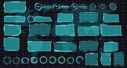 Wall Mural - digital interface hud elements set pack. user interface, frame screens. callouts titles, fui circle 