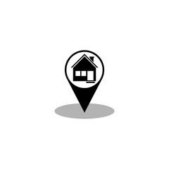 Sticker - Map pointer with house icon isolated on white background