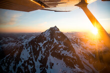Aerial Image Of Mt Stuart In The Cascade Range In Washington State At Sunset.