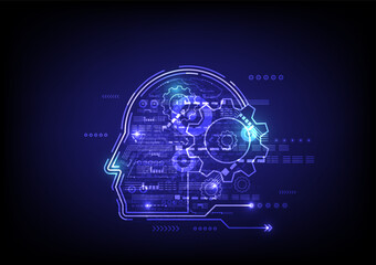 head with gears and cogs abstract background