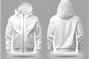 Wall Mural - White jacket on a white, generative ai. Blank White hoodie isolated on white background. Mockup ready template