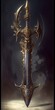 オーディン ブラック カオス剣、スカンジナビア戦争神話のグラフィック、generative ai、抽象的な北欧神話の戦士スタイルの剣のイラスト
