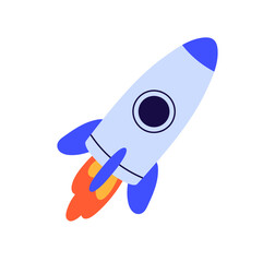 Wall Mural - rocket ship launched to space. flying cosmos shuttle, rocketship taking off with fire engine. busine